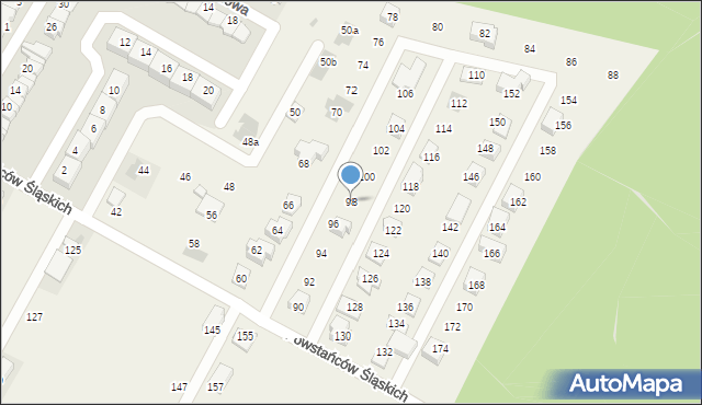 Paniówki, Powstańców Śląskich, 98, mapa Paniówki