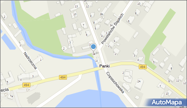 Panki, Powstańców Śląskich, 1a, mapa Panki