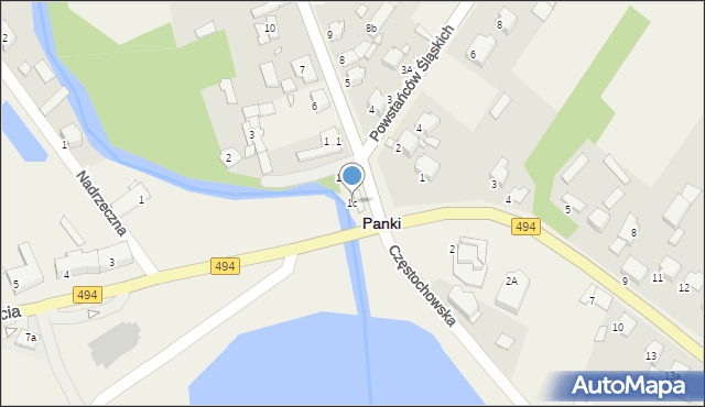 Panki, Powstańców Śląskich, 1c, mapa Panki