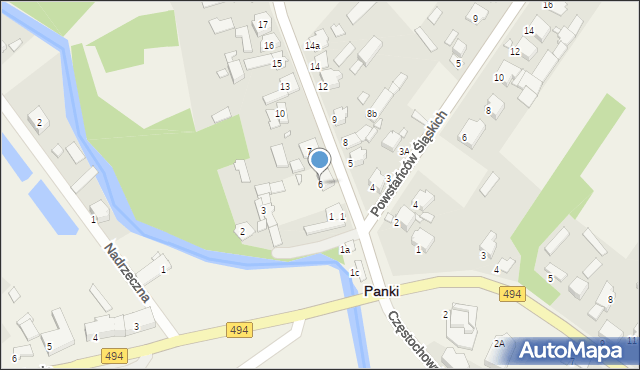 Panki, Powstańców Śląskich, 6, mapa Panki