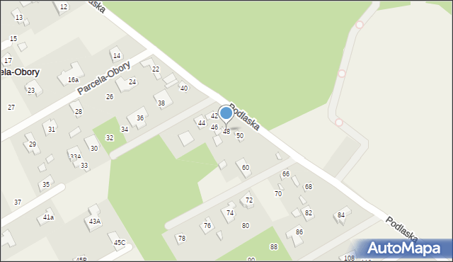 Parcela-Obory, Podlaska, 48, mapa Parcela-Obory
