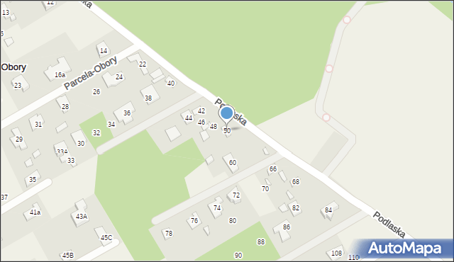 Parcela-Obory, Podlaska, 50, mapa Parcela-Obory