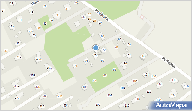 Parcela-Obory, Podlaska, 74, mapa Parcela-Obory