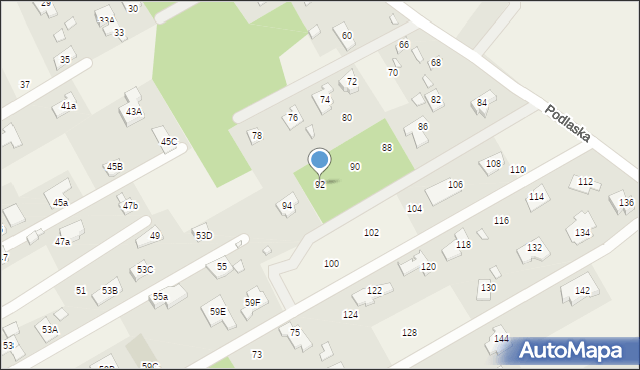Parcela-Obory, Podlaska, 92, mapa Parcela-Obory