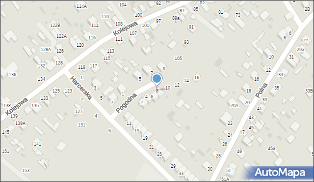 Parczew, Pogodna, 8, mapa Parczew