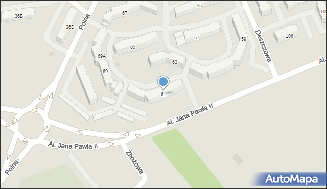 Parczew, Polna, 61, mapa Parczew