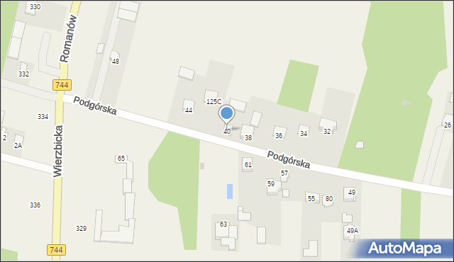 Parznice, Podgórska, 40, mapa Parznice