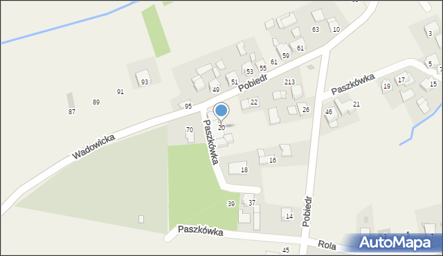 Paszkówka, Pobiedr, 20, mapa Paszkówka
