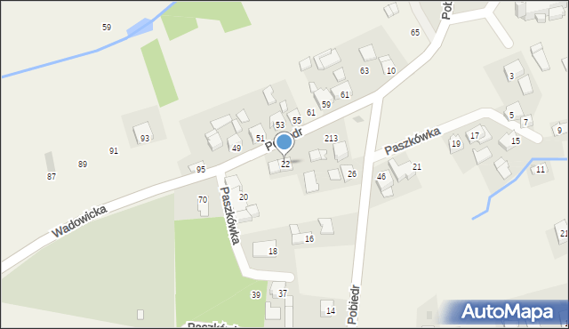 Paszkówka, Pobiedr, 22, mapa Paszkówka