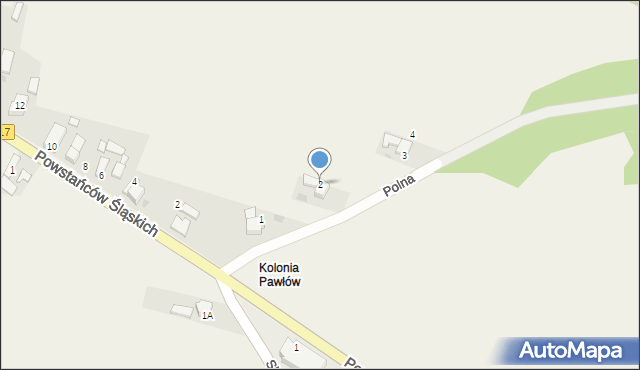 Pawłów, Polna, 2, mapa Pawłów