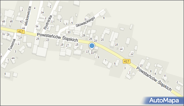 Pawłów, Powstańców Śląskich, 11, mapa Pawłów