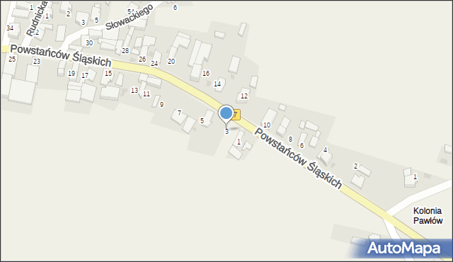 Pawłów, Powstańców Śląskich, 3, mapa Pawłów