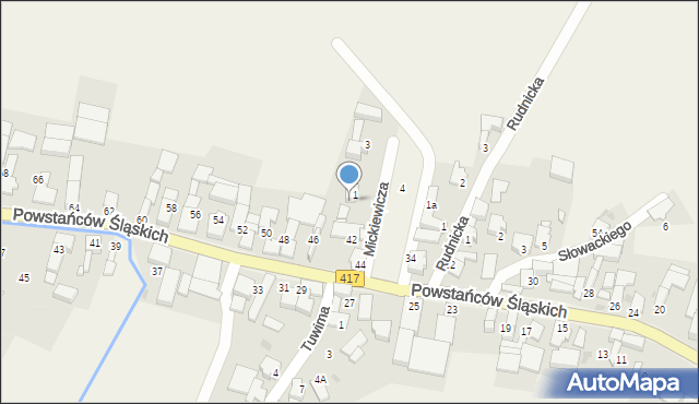 Pawłów, Powstańców Śląskich, 40, mapa Pawłów