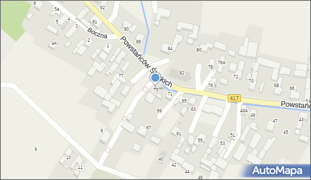 Pawłów, Powstańców Śląskich, 73, mapa Pawłów