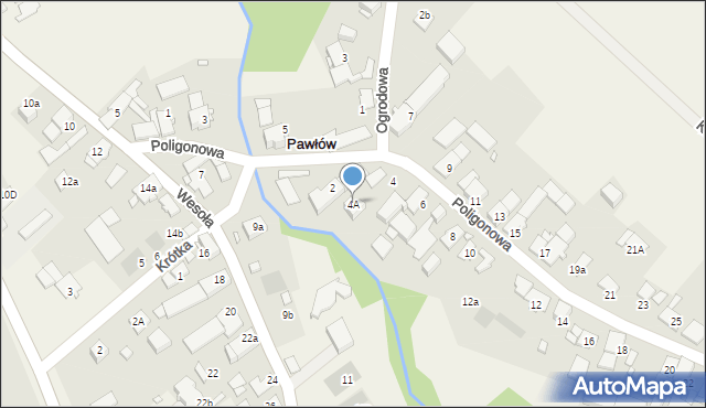 Pawłów, Poligonowa, 4A, mapa Pawłów
