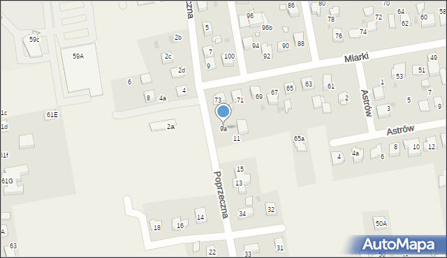 Pawłowice, Poprzeczna, 9a, mapa Pawłowice