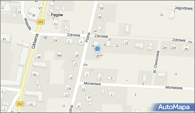Pęgów, Polna, 16, mapa Pęgów