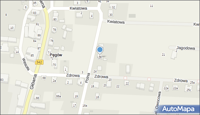Pęgów, Polna, 26, mapa Pęgów
