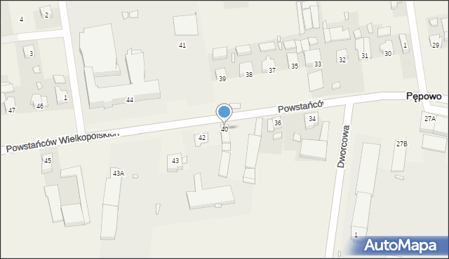 Pępowo, Powstańców Wielkopolskich, 40, mapa Pępowo