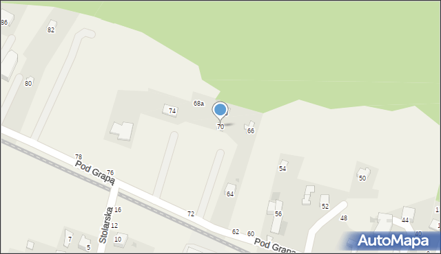 Pewel Mała, Pod Grapą, 70, mapa Pewel Mała