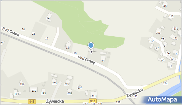 Pewel Mała, Pod Grapą, 8, mapa Pewel Mała