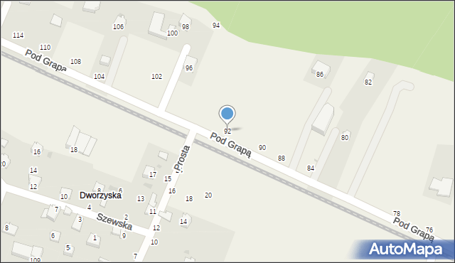 Pewel Mała, Pod Grapą, 92, mapa Pewel Mała
