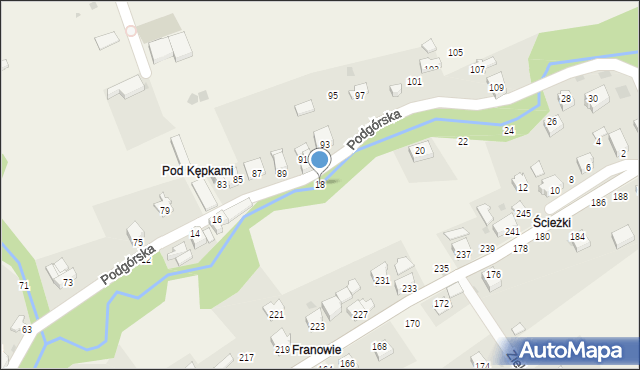 Pewel Ślemieńska, Podgórska, 18, mapa Pewel Ślemieńska