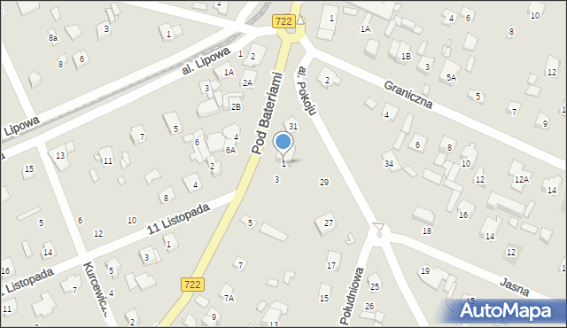 Piaseczno, Pod Bateriami, 1, mapa Piaseczno