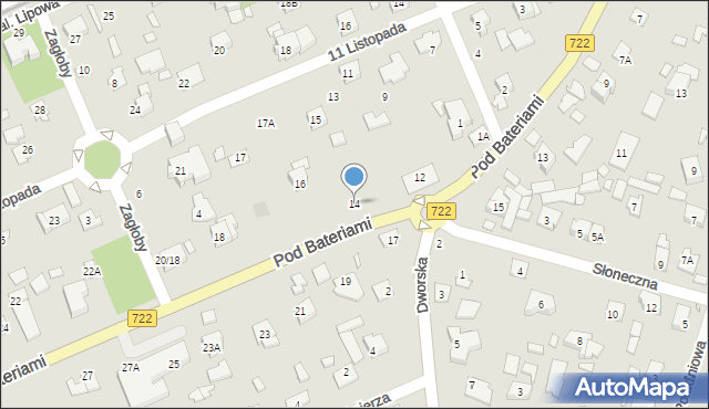 Piaseczno, Pod Bateriami, 14, mapa Piaseczno