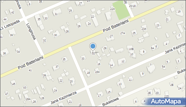 Piaseczno, Pod Bateriami, 31, mapa Piaseczno