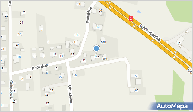 Piasek, Podleśna, 12a, mapa Piasek