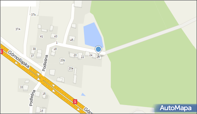 Piasek, Podleśna, 26, mapa Piasek