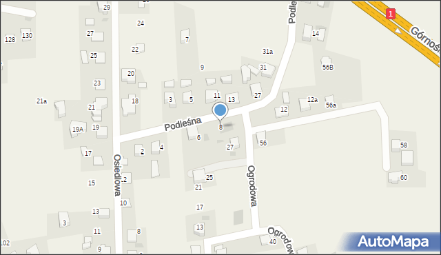 Piasek, Podleśna, 8, mapa Piasek