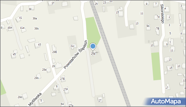 Piasek, Powstańców Śląskich, 25a, mapa Piasek
