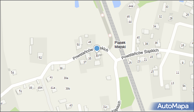 Piasek, Powstańców Śląskich, 33, mapa Piasek