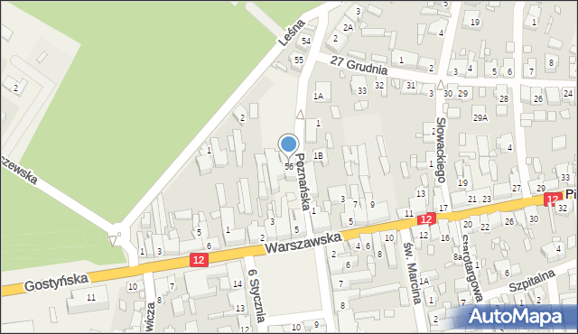 Piaski, Poznańska, 56, mapa Piaski