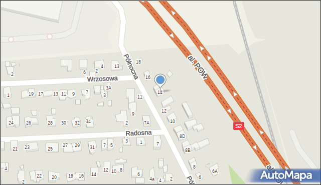 Piastów, Północna, 14, mapa Piastów