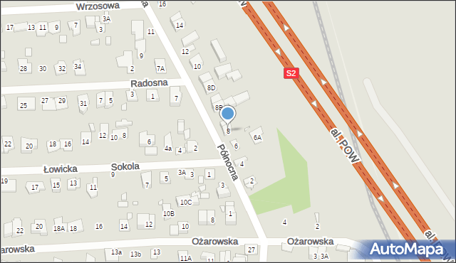 Piastów, Północna, 8, mapa Piastów