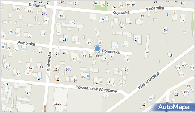 Piastów, Pomorska, 9A, mapa Piastów