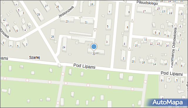 Piekary Śląskie, Pod Lipami, 22, mapa Piekary Śląskie