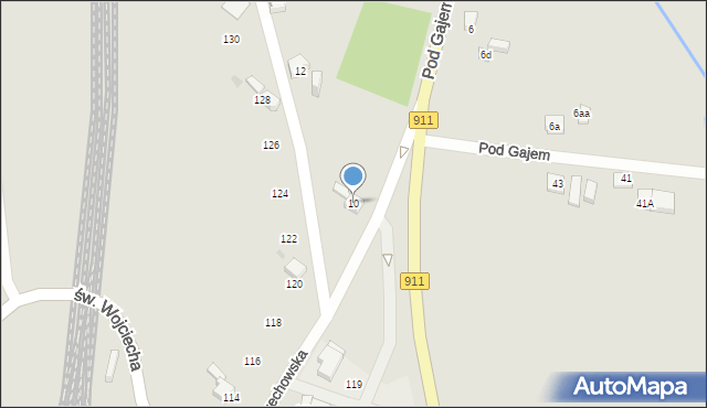 Piekary Śląskie, Pod Gajem, 10, mapa Piekary Śląskie