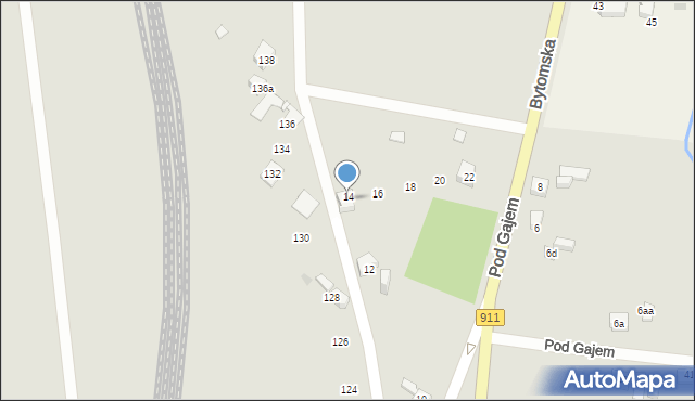 Piekary Śląskie, Pod Gajem, 14, mapa Piekary Śląskie