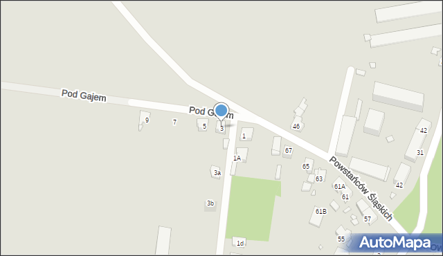 Piekary Śląskie, Pod Gajem, 3, mapa Piekary Śląskie