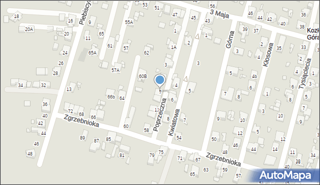Piekary Śląskie, Poprzeczna, 7, mapa Piekary Śląskie