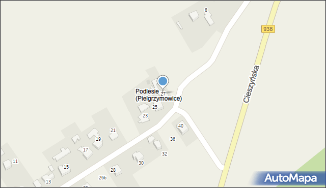 Pielgrzymowice, Podlesie, 27, mapa Pielgrzymowice