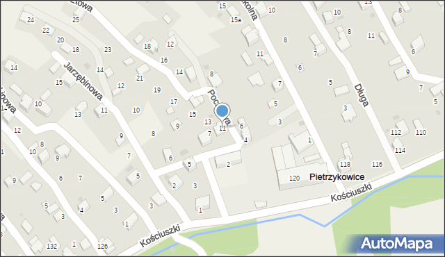 Pietrzykowice, Pocztowa, 11, mapa Pietrzykowice