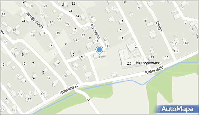 Pietrzykowice, Pocztowa, 2, mapa Pietrzykowice