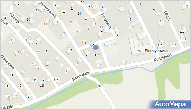 Pietrzykowice, Pocztowa, 3, mapa Pietrzykowice
