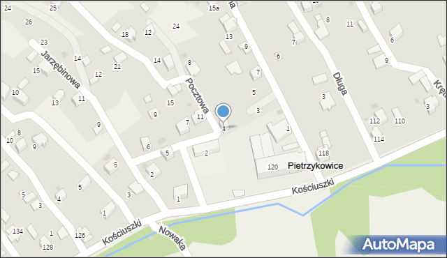 Pietrzykowice, Pocztowa, 4, mapa Pietrzykowice