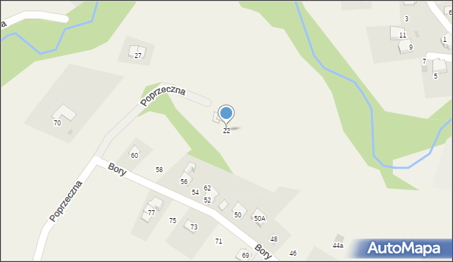 Pietrzykowice, Poprzeczna, 22, mapa Pietrzykowice